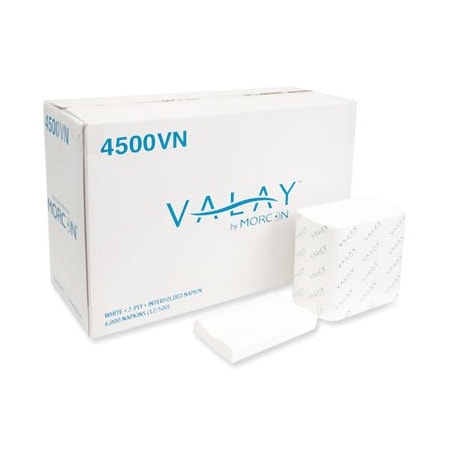 Morcon VALAY INTERFOLDED NAPKINS, 2-PLY, 6.5 X 8.25, WHITE, 6000PK 4500VN